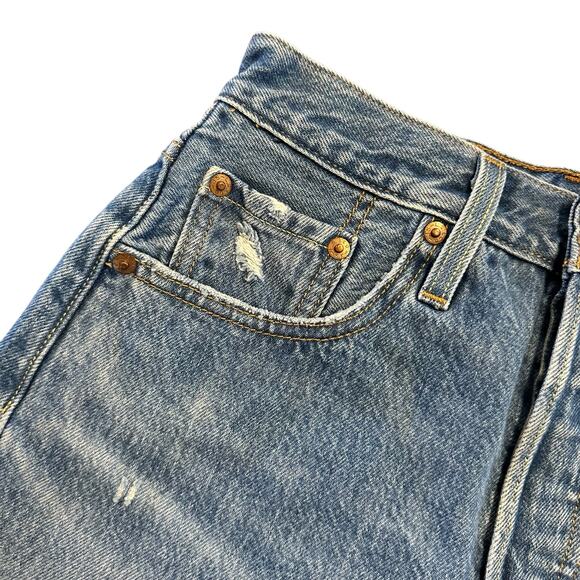 Levi’s Women’s Jean 501 cut offs high waist distressed size 24 - Picture 2 of 7